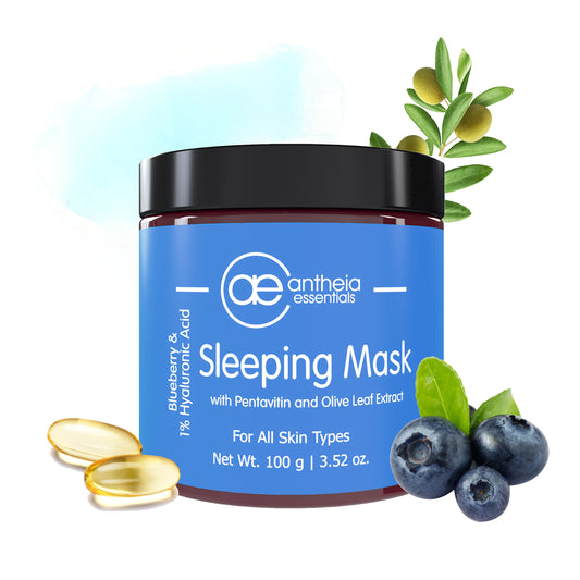 Antheia Essentials Blueberry & 1% Hyaluronic Acid Sleeping Mask with Pentavitin & Olive Leaf Extract | 100 g